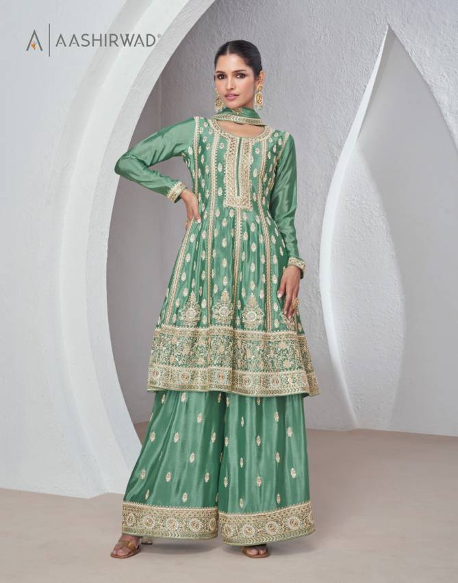 Sajda By Aashirwad Chinon Wedding Wear Readymade Suits Wholesale Market In Surat
